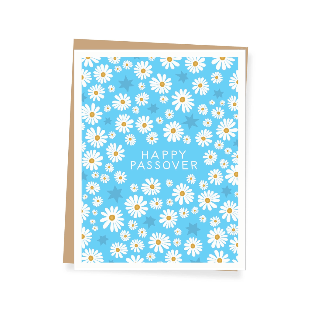 White Daisies And Blue Stars Passover Card Apartment 2 Cards Cards - Holiday - Passover