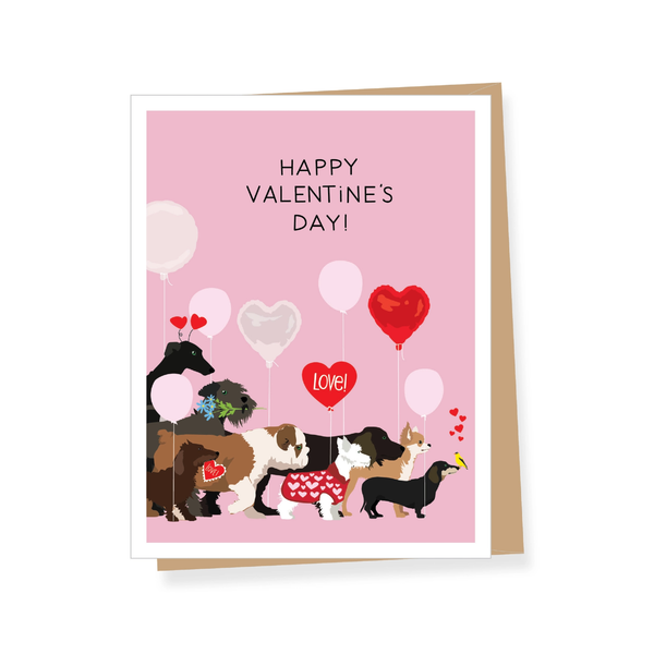 Dog Walk Valentine's Day Card Apartment 2 Cards Cards - Holiday - Valentine's Day