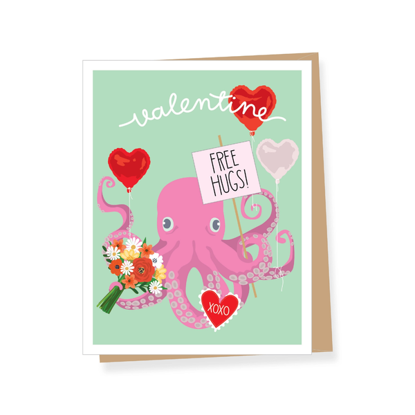 Octopus Hugs Valentine's Day Card Apartment 2 Cards Cards - Holiday - Valentine's Day