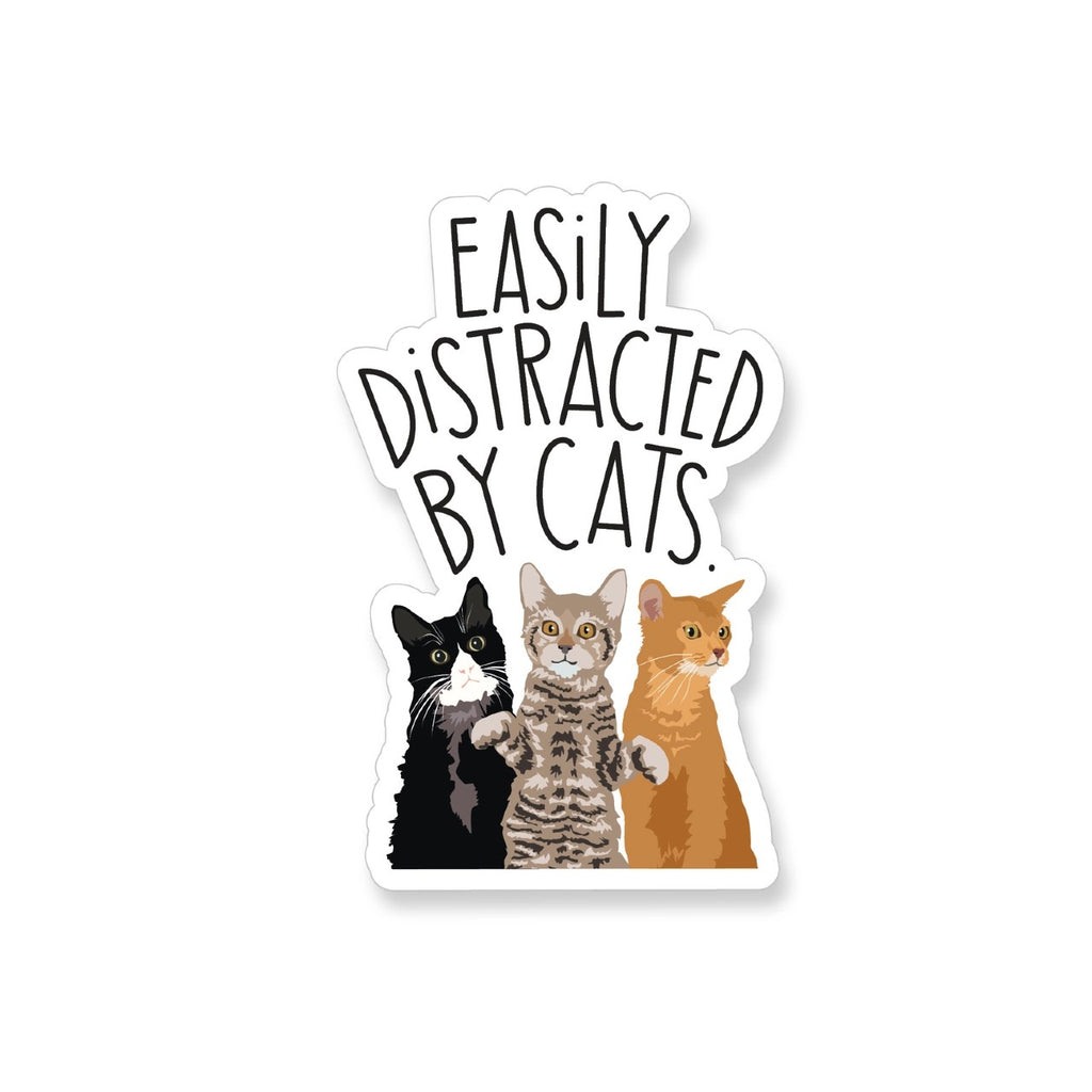 Easily Distracted By Cats Sticker Apartment 2 Cards Impulse - Decorative Stickers