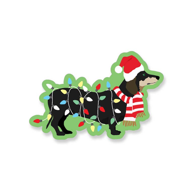 Holiday Dachshund With Christmas Lights Sticker Apartment 2 Cards Impulse - Decorative Stickers