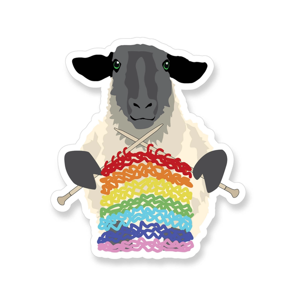 Sheep Knitting Rainbow Sticker Apartment 2 Cards Impulse - Decorative Stickers