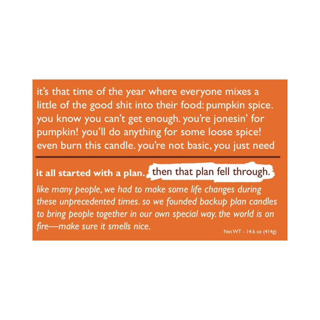 Pumpkin Vice Candle Backup Plan Candles Home - Candles