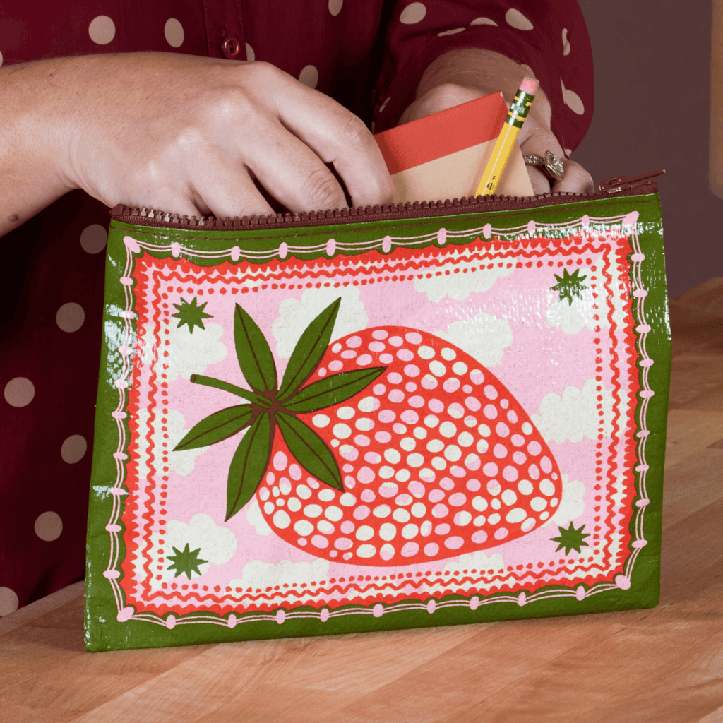 Strawberry Clouds Zipper Pouch Blue Q Apparel & Accessories - Bags - Pouches & Cases