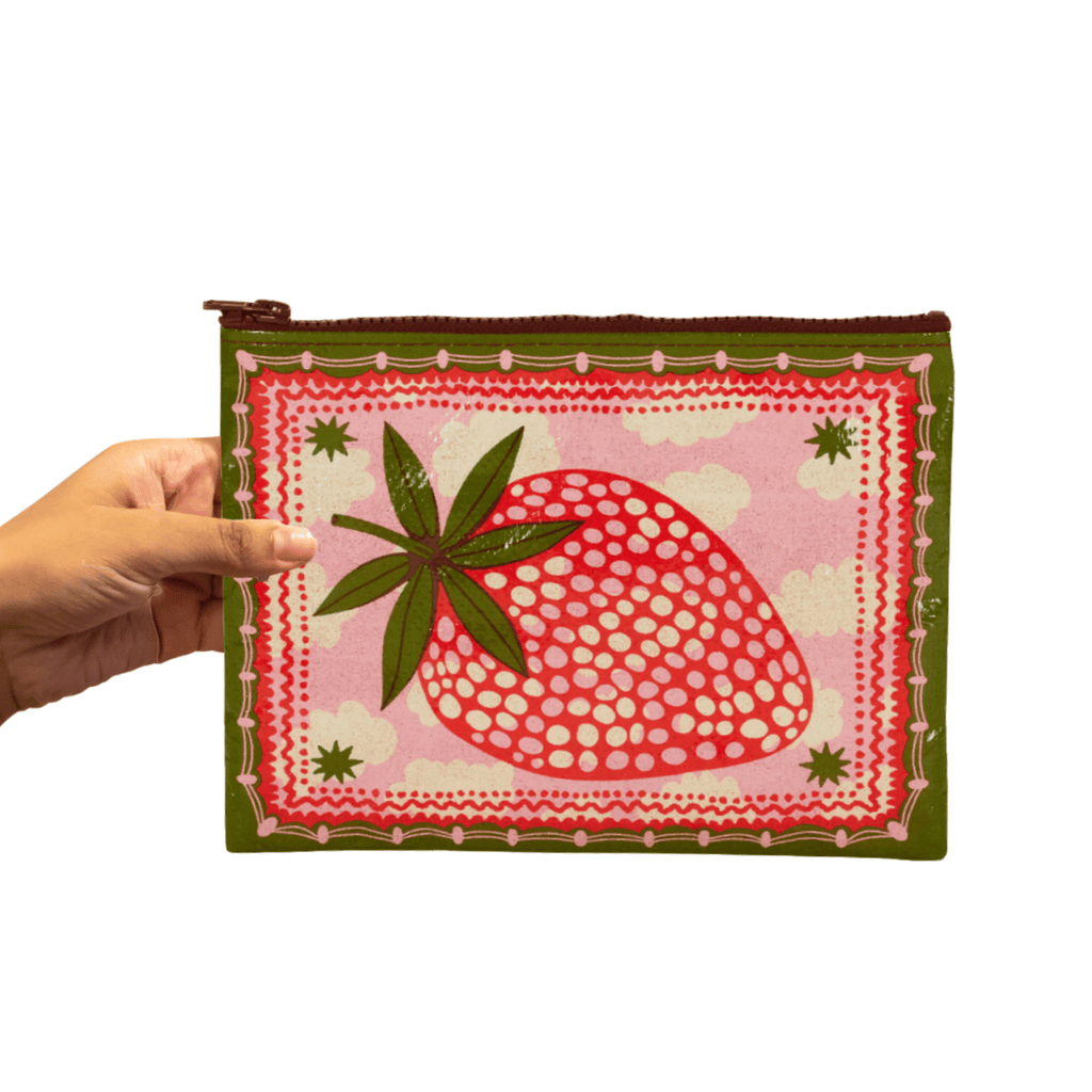 Strawberry Clouds Zipper Pouch Blue Q Apparel & Accessories - Bags - Pouches & Cases