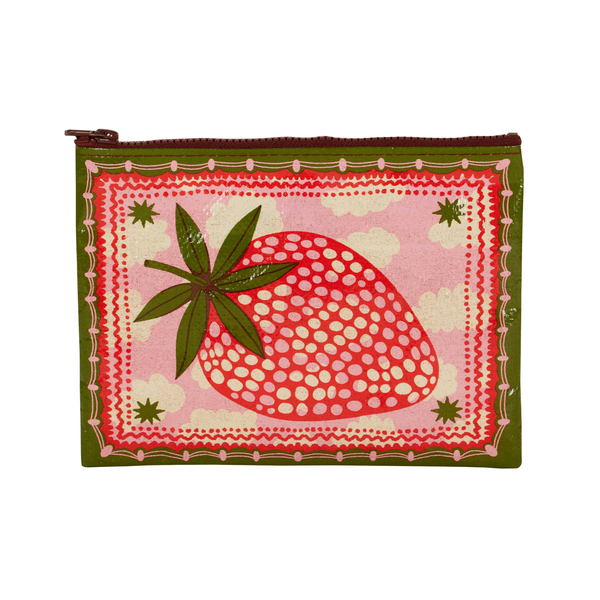 Strawberry Clouds Zipper Pouch Blue Q Apparel & Accessories - Bags - Pouches & Cases