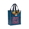 Bag Full Of Puppies Handy Tote Blue Q Apparel & Accessories - Bags - Reusable Shoppers & Tote Bags