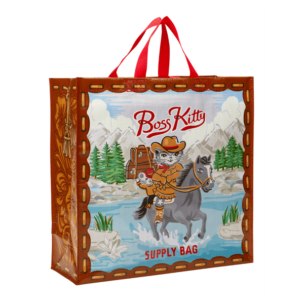 Boss Kitty Shopper Tote Bag Blue Q Apparel & Accessories - Bags - Reusable Shoppers & Tote Bags