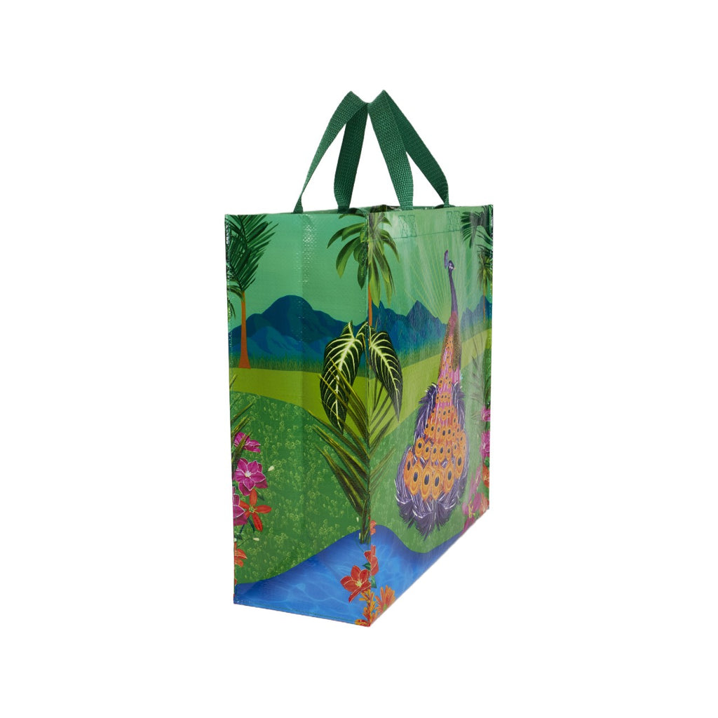 Peacock Paradise Shopper Tote Bag Blue Q Apparel & Accessories - Bags - Reusable Shoppers & Tote Bags
