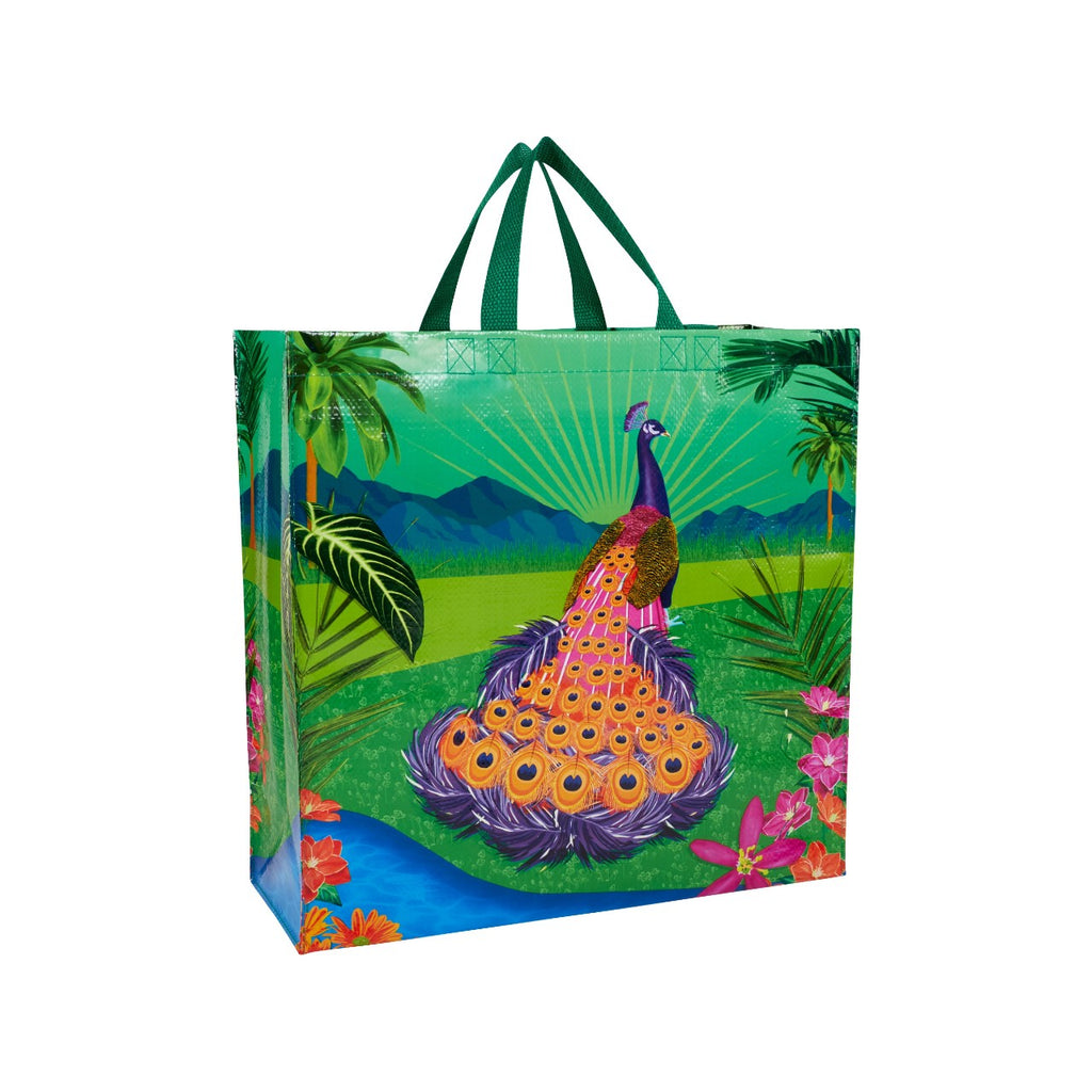 Peacock Paradise Shopper Tote Bag Blue Q Apparel & Accessories - Bags - Reusable Shoppers & Tote Bags