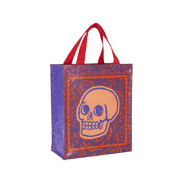 Skulls And Roses Handy Tote Blue Q Apparel & Accessories - Bags - Reusable Shoppers & Tote Bags