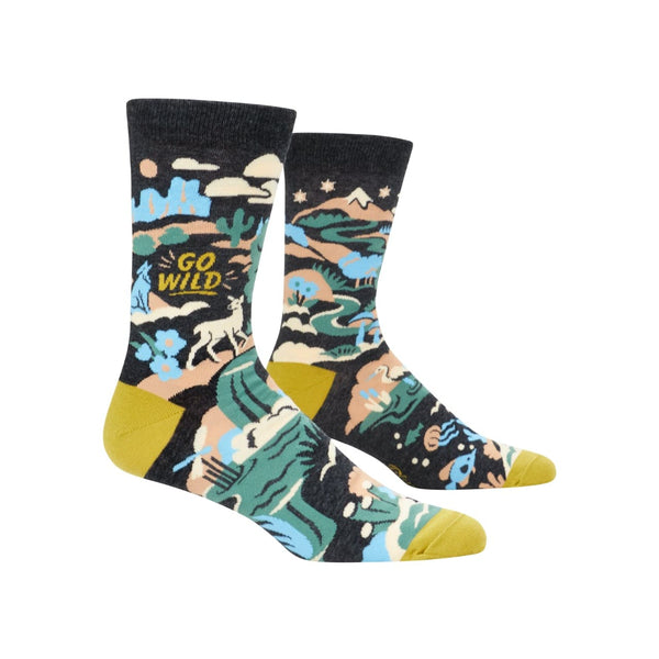 Go Wild Crew Socks - Mens Blue Q Apparel & Accessories - Socks - Adult - Mens
