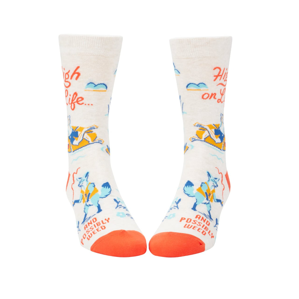 High On Life & Possibly Weed Crew Socks - Mens Blue Q Apparel & Accessories - Socks - Adult - Mens