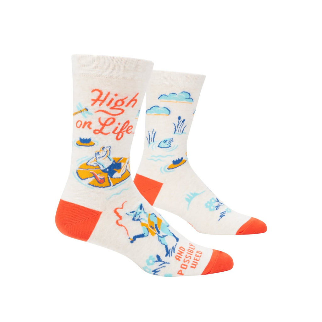 High On Life & Possibly Weed Crew Socks - Mens Blue Q Apparel & Accessories - Socks - Adult - Mens