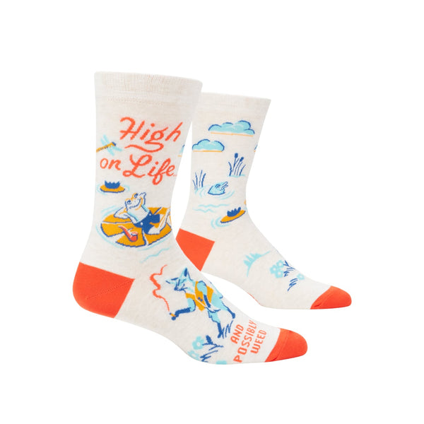 High On Life & Possibly Weed Crew Socks - Mens Blue Q Apparel & Accessories - Socks - Adult - Mens