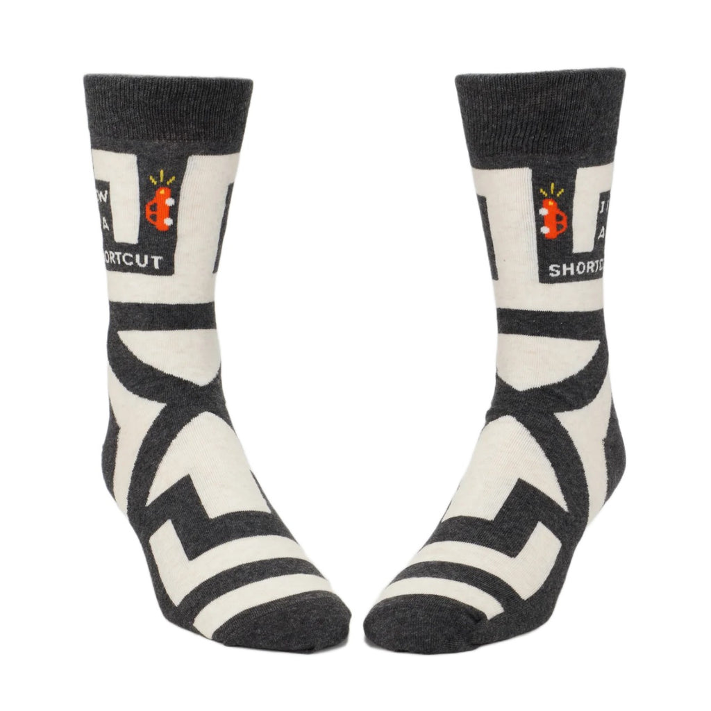 I Know A Shortcut Crew Socks - Mens Blue Q Apparel & Accessories - Socks - Adult - Mens