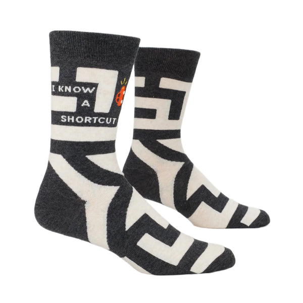 I Know A Shortcut Crew Socks - Mens Blue Q Apparel & Accessories - Socks - Adult - Mens