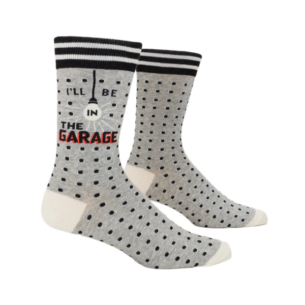 I'll Be In Garage Crew Socks - Mens Blue Q Apparel & Accessories - Socks - Adult - Mens