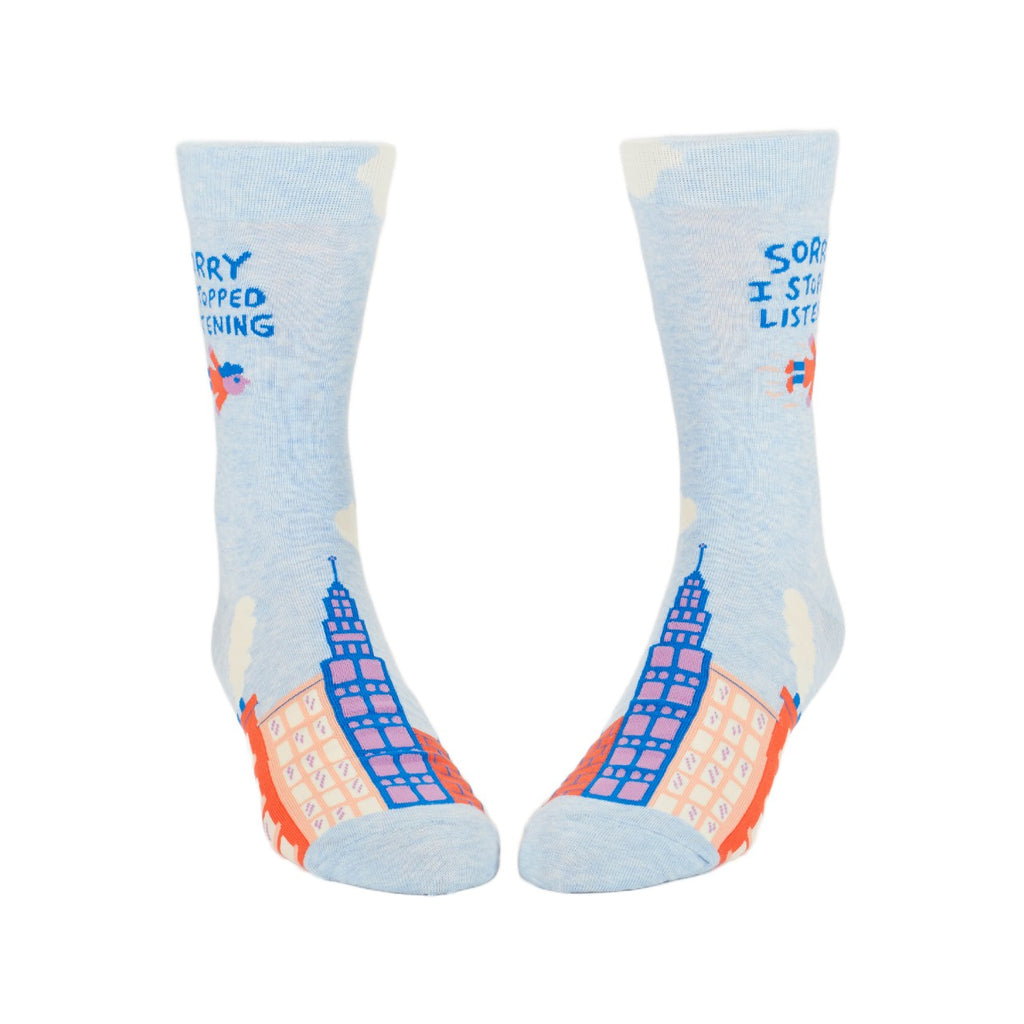 I Stopped Listening Crew Socks - Mens Blue Q Apparel & Accessories - Socks - Adult - Mens