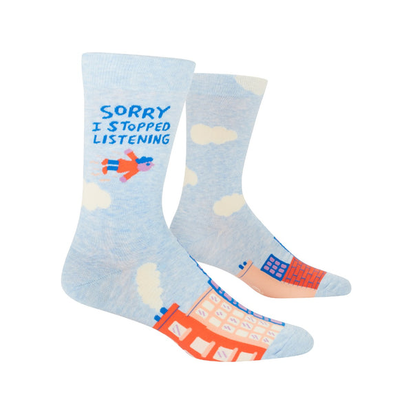 I Stopped Listening Crew Socks - Mens Blue Q Apparel & Accessories - Socks - Adult - Mens