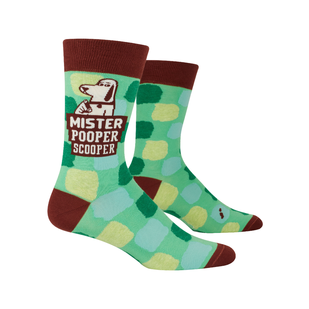 Mister Pooper Scooper Crew Socks - Mens Blue Q Apparel & Accessories - Socks - Adult - Mens