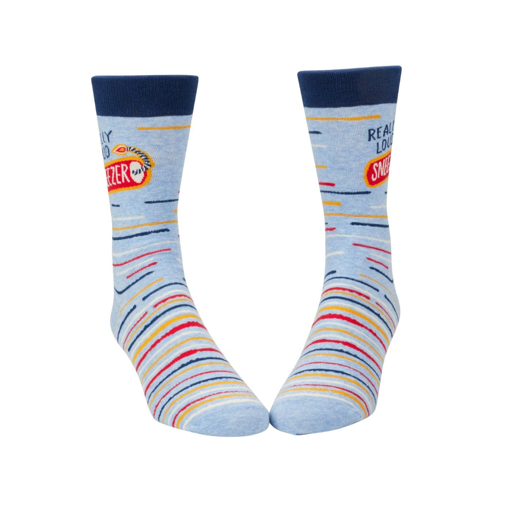 Really Loud Sneezer Crew Socks - Mens Blue Q Apparel & Accessories - Socks - Adult - Mens