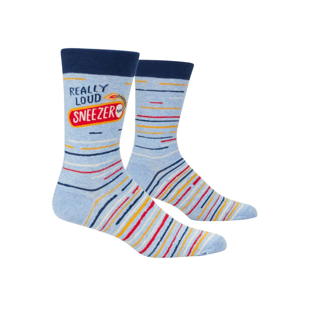 Really Loud Sneezer Crew Socks - Mens Blue Q Apparel & Accessories - Socks - Adult - Mens