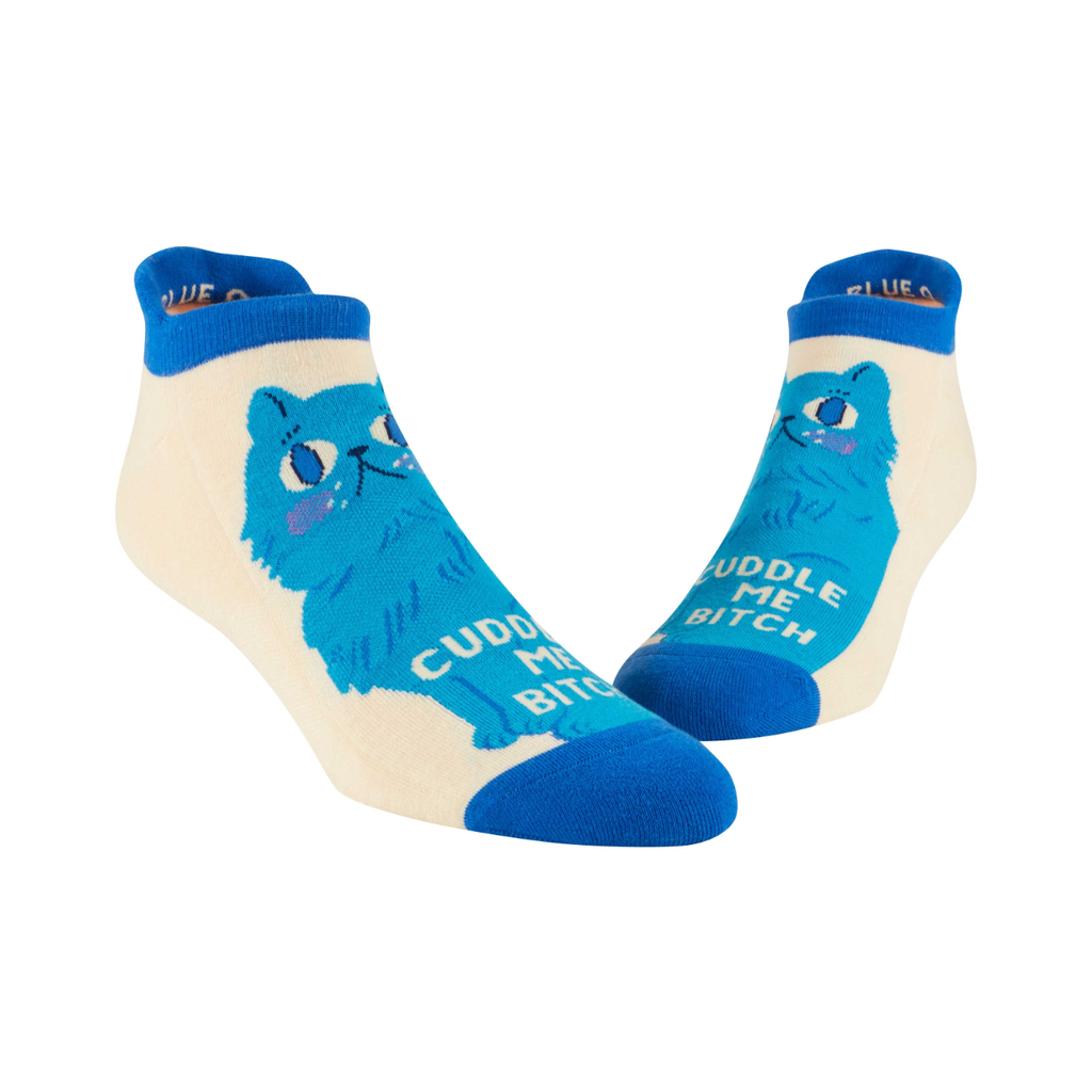 Cuddle Me Cat Sneaker Socks - Unisex Blue Q Apparel & Accessories - Socks - Adult - Unisex