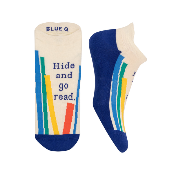 Hide and Go Read Sneaker Socks - Unisex Blue Q Apparel & Accessories - Socks - Adult - Unisex
