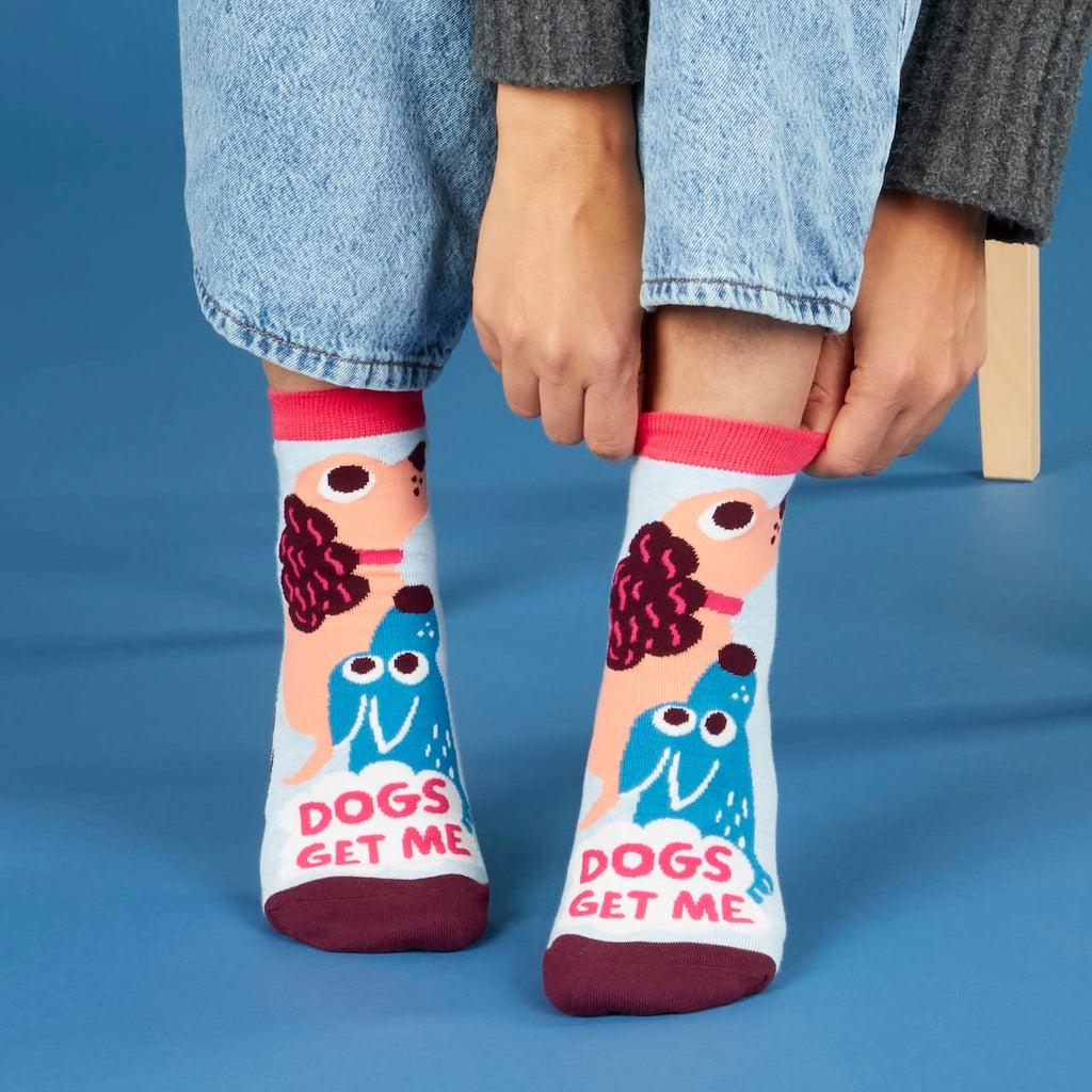 Dogs Gets Me Ankle Socks - Womens Blue Q Apparel & Accessories - Socks - Adult - Womens