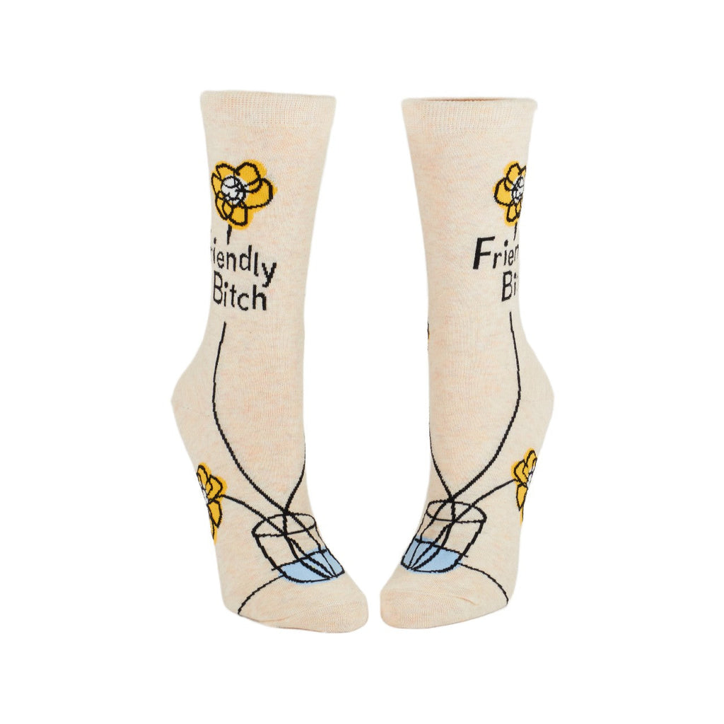 Friendly Bitch Crew Socks - Womens Blue Q Apparel & Accessories - Socks - Adult - Womens