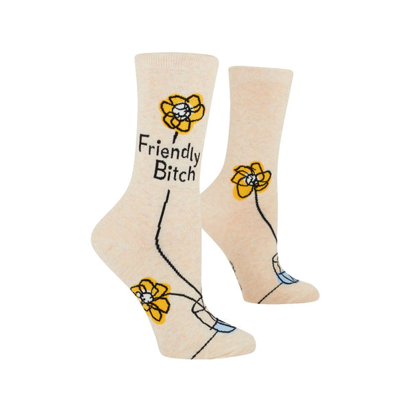 Friendly Bitch Crew Socks - Womens Blue Q Apparel & Accessories - Socks - Adult - Womens