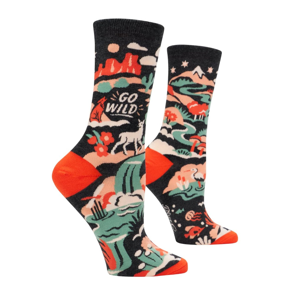 Go Wild Crew Socks - Womens Blue Q Apparel & Accessories - Socks - Adult - Womens