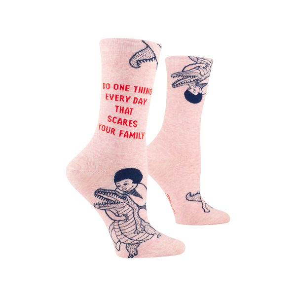 Scares Your Family Crew Socks - Womens Blue Q Apparel & Accessories - Socks - Adult - Womens