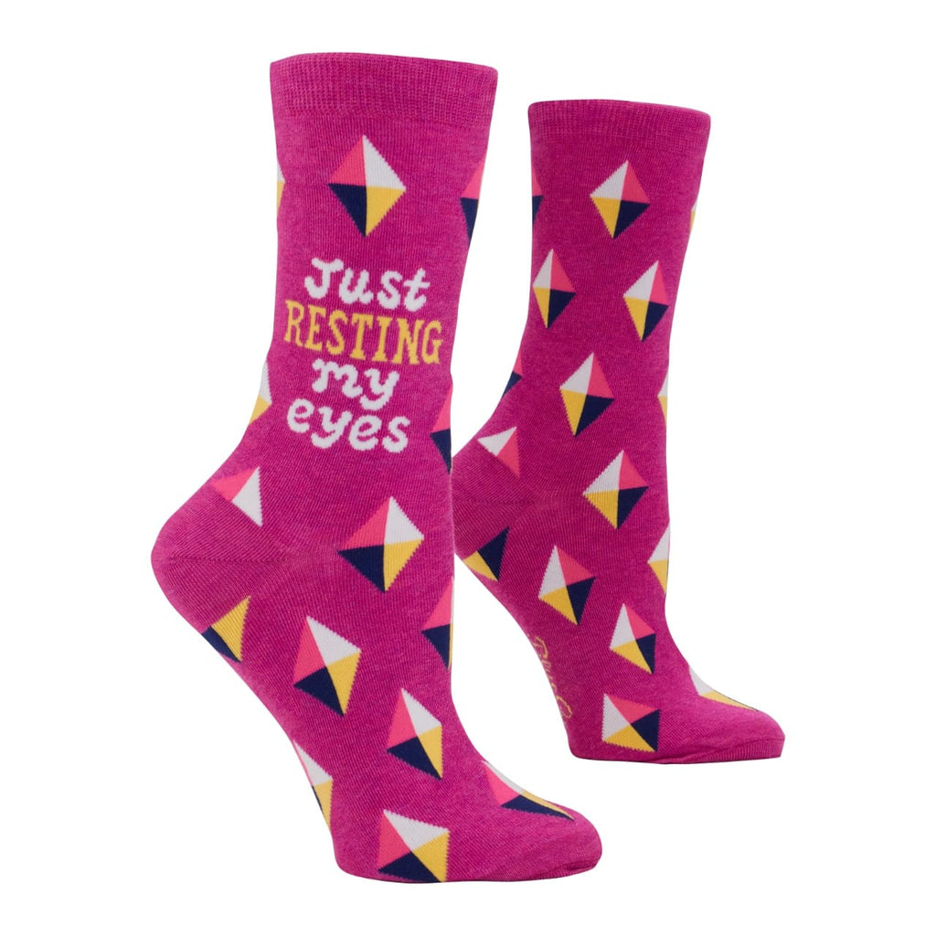 Resting My Eyes Crew Socks - Womens Blue Q Apparel & Accessories - Socks