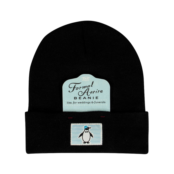 Formal Attire Penguin Patch Beanie Hat Blue Q Apparel & Accessories - Winter - Adult - Hats