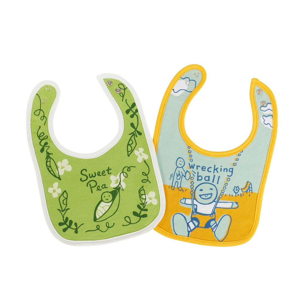 Sweet Pea/Wreck Ball Baby Bib Set Blue Q Baby & Toddler - Nursing & Feeding - Bibs & Burp Cloths