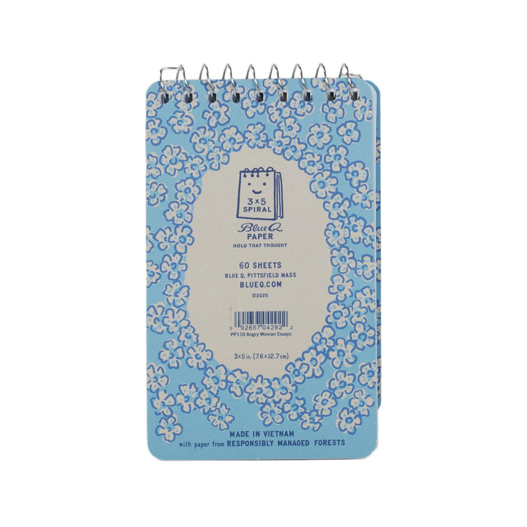 Angry Woman Essays Spiral Notebook Blue Q Books - Blank Notebooks & Journals