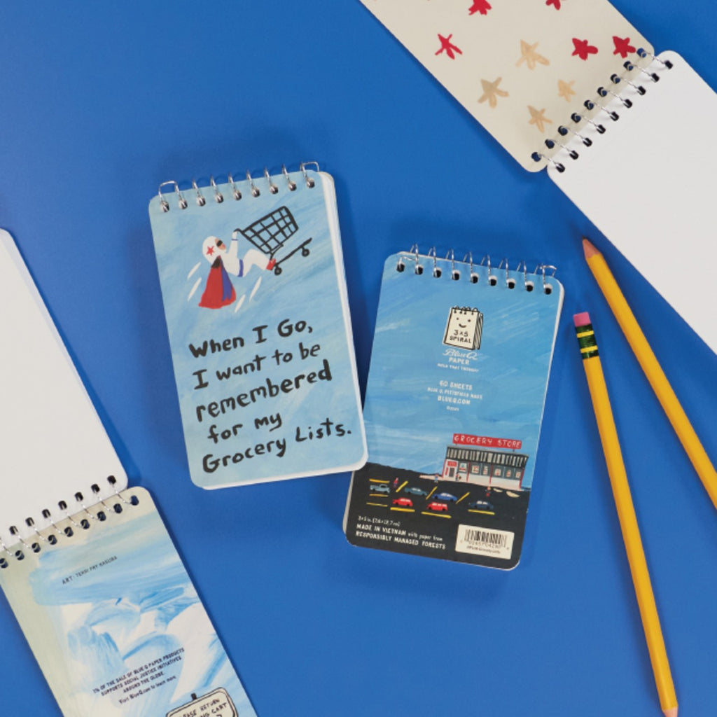 Grocery Lists Spiral Notebook Blue Q Books - Blank Notebooks & Journals