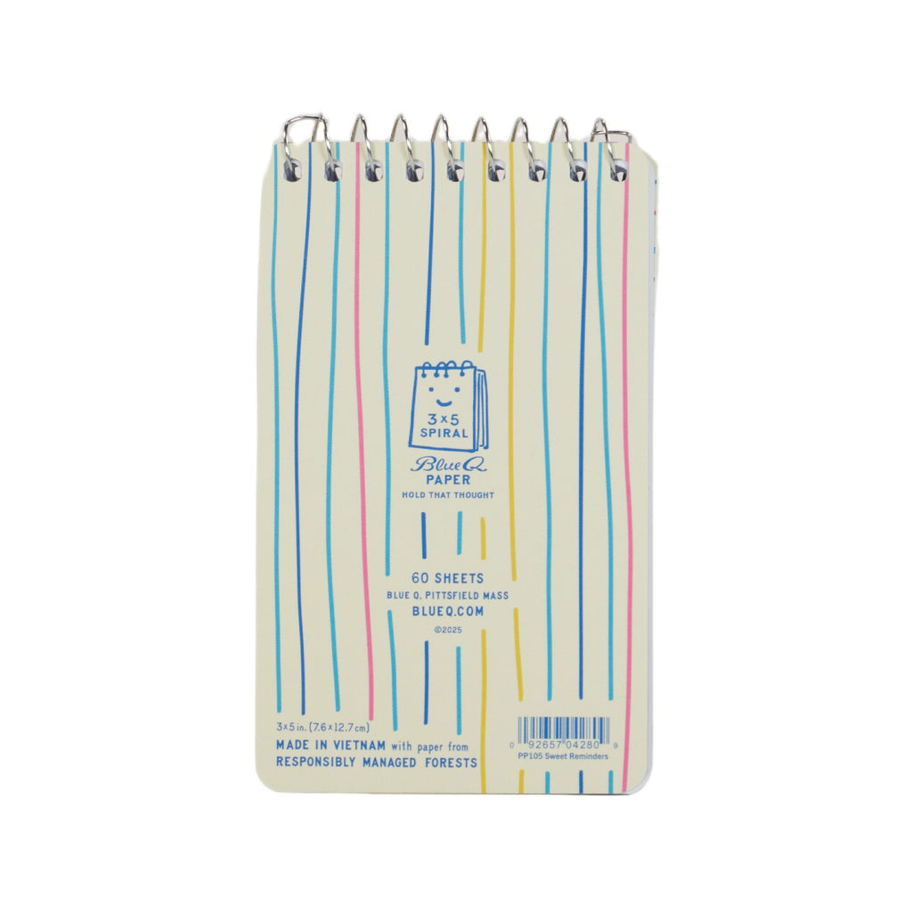Sweet Reminders Spiral Notebook Blue Q Books - Blank Notebooks & Journals