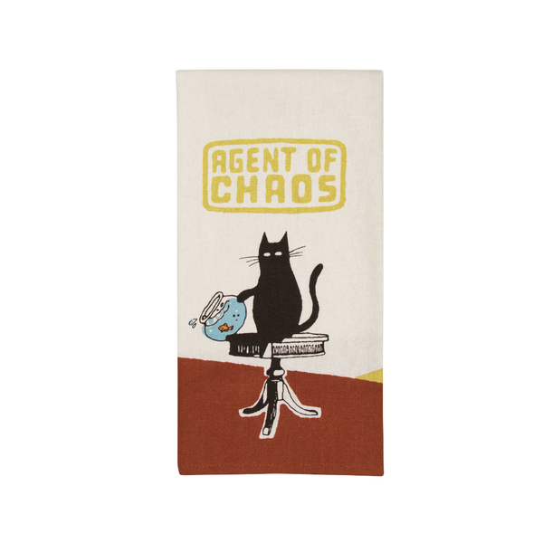 Agent of Chaos Cat Screen Printed Dish Towel Blue Q Home - Kitchen & Dining - Kitchen Cloths & Dish Towels