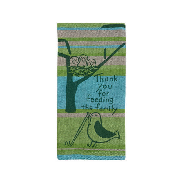 Feeding The Family Woven Dish Towel Blue Q Home - Kitchen & Dining - Kitchen Cloths & Dish Towels