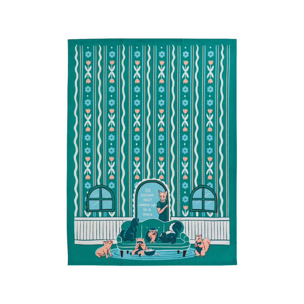 Wake Up To Mess Printed Dish Towel Blue Q Home - Kitchen & Dining - Kitchen Cloths & Dish Towels