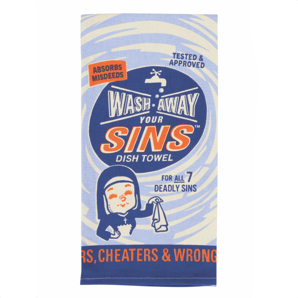 Wash Away Sins Printed Dish Towel Blue Q Home - Kitchen & Dining - Kitchen Cloths & Dish Towels