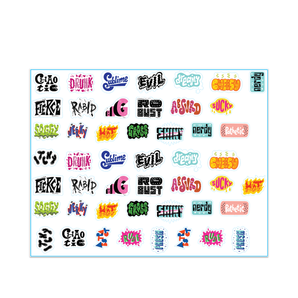 Amazing Adjectives Sticker Set Blue Q Impulse - Decorative Stickers