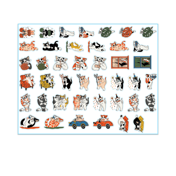 Cats Up To Something Sticker Set Blue Q Impulse - Decorative Stickers