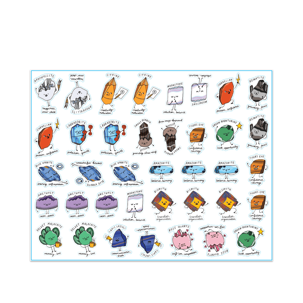 Healing Crystals Sticker Set Blue Q Impulse - Decorative Stickers