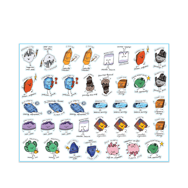 Healing Crystals Sticker Set Blue Q Impulse - Decorative Stickers