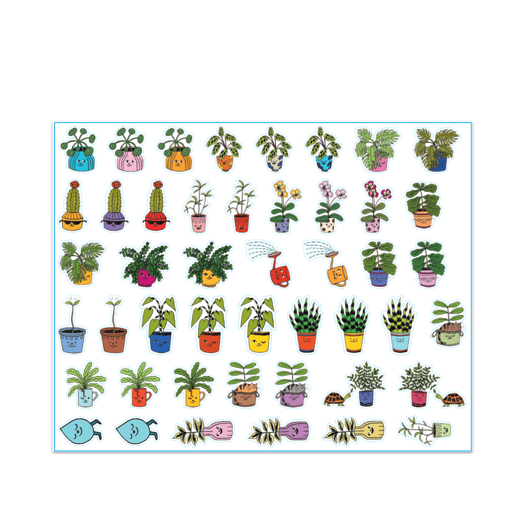 Joyful Houseplants Sticker Set Blue Q Impulse - Decorative Stickers