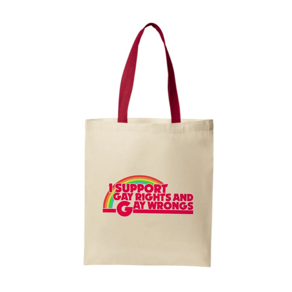 I Support Gay Rights & Gay Wrongs Tote Bag BobbyK Boutique Apparel & Accessories - Bags - Reusable Shoppers & Tote Bags